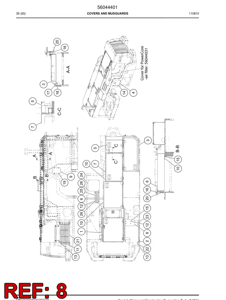 56014403 560 144 03 Cover plate - Sandvik Technical Drawing