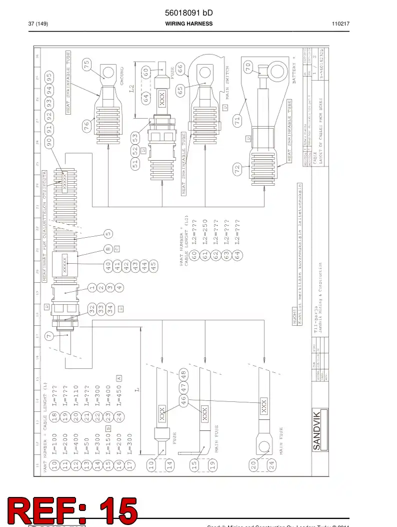 56014516 560 145 16 Cable terminal - Sandvik Technical Drawing