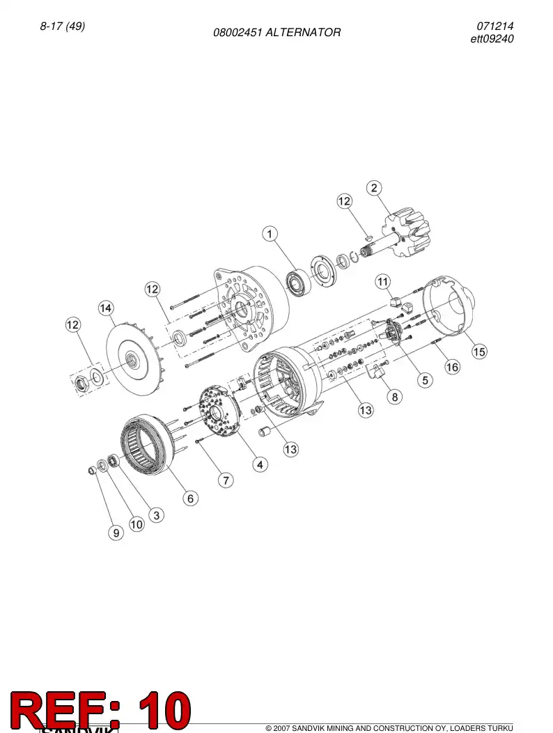 56014645 560 146 45 Spacer ring - Sandvik Technical Drawing
