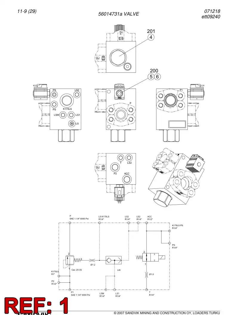 56014731a 560 147 31a Valve - Sandvik Technical Drawing