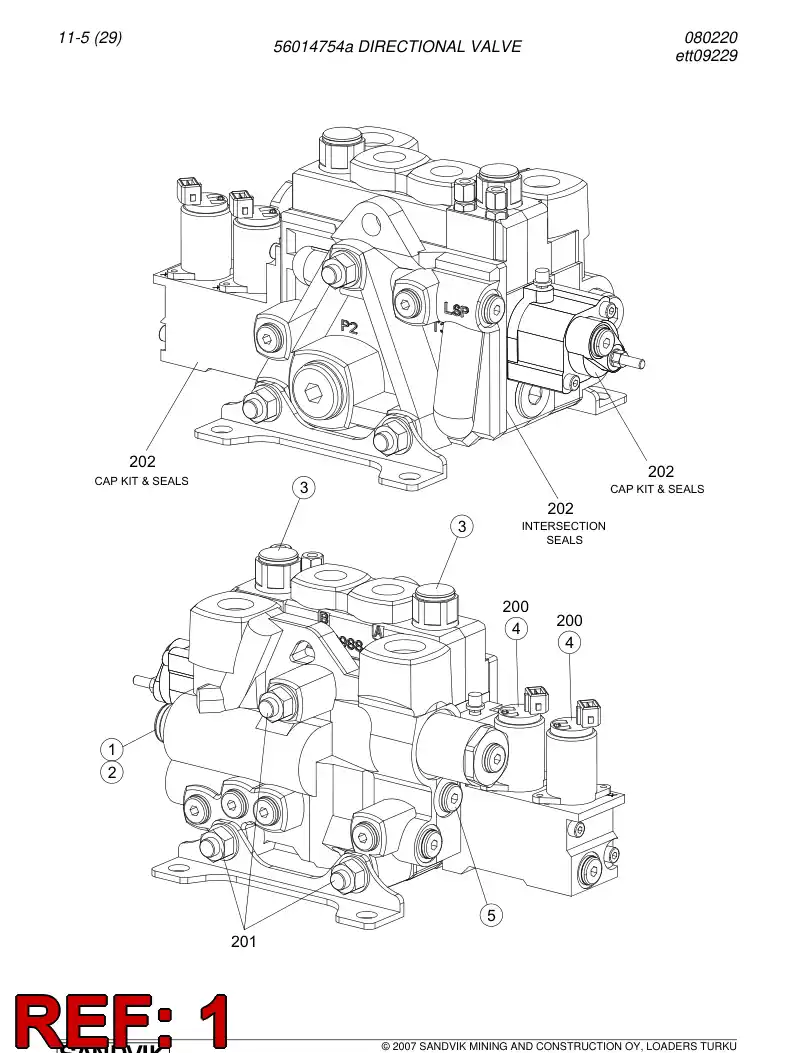 56014754a 560 147 54a Valve, Directional - Sandvik Technical Drawing