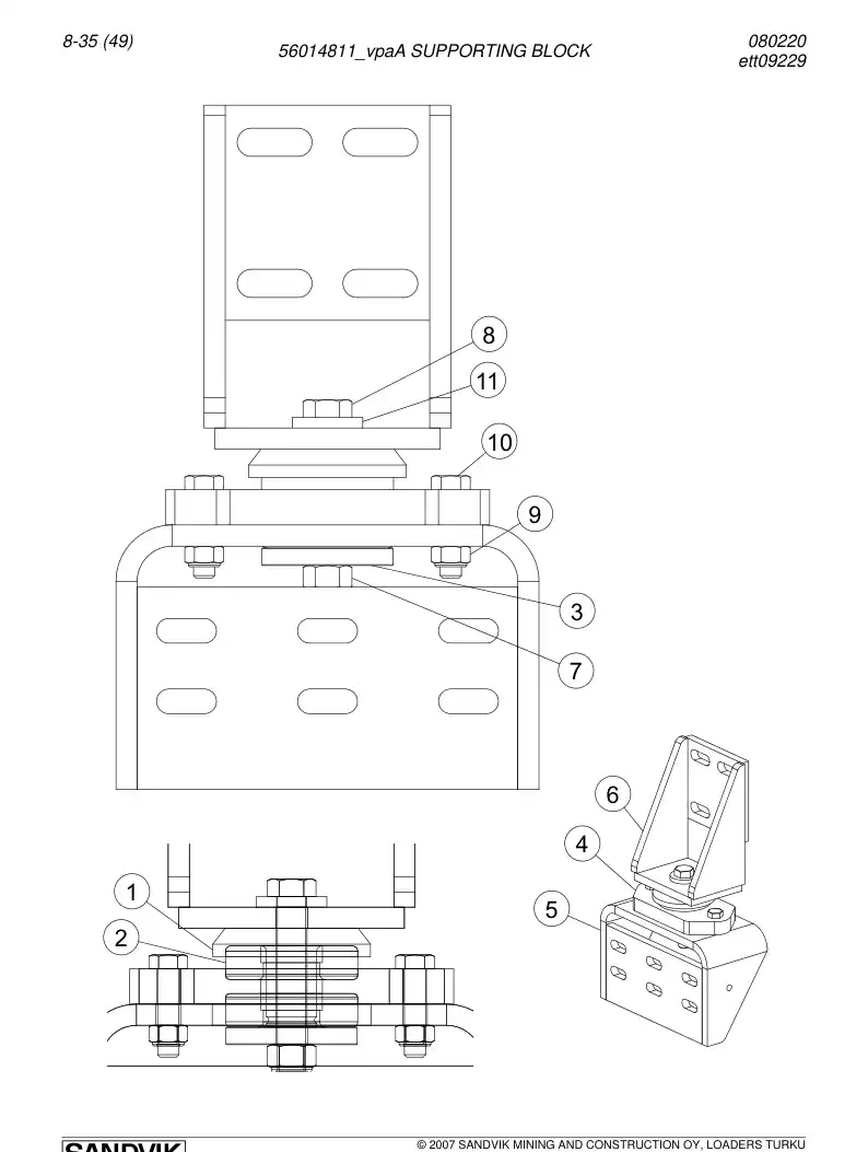 56014811a 560 148 11a Supporting block - Sandvik Technical Drawing