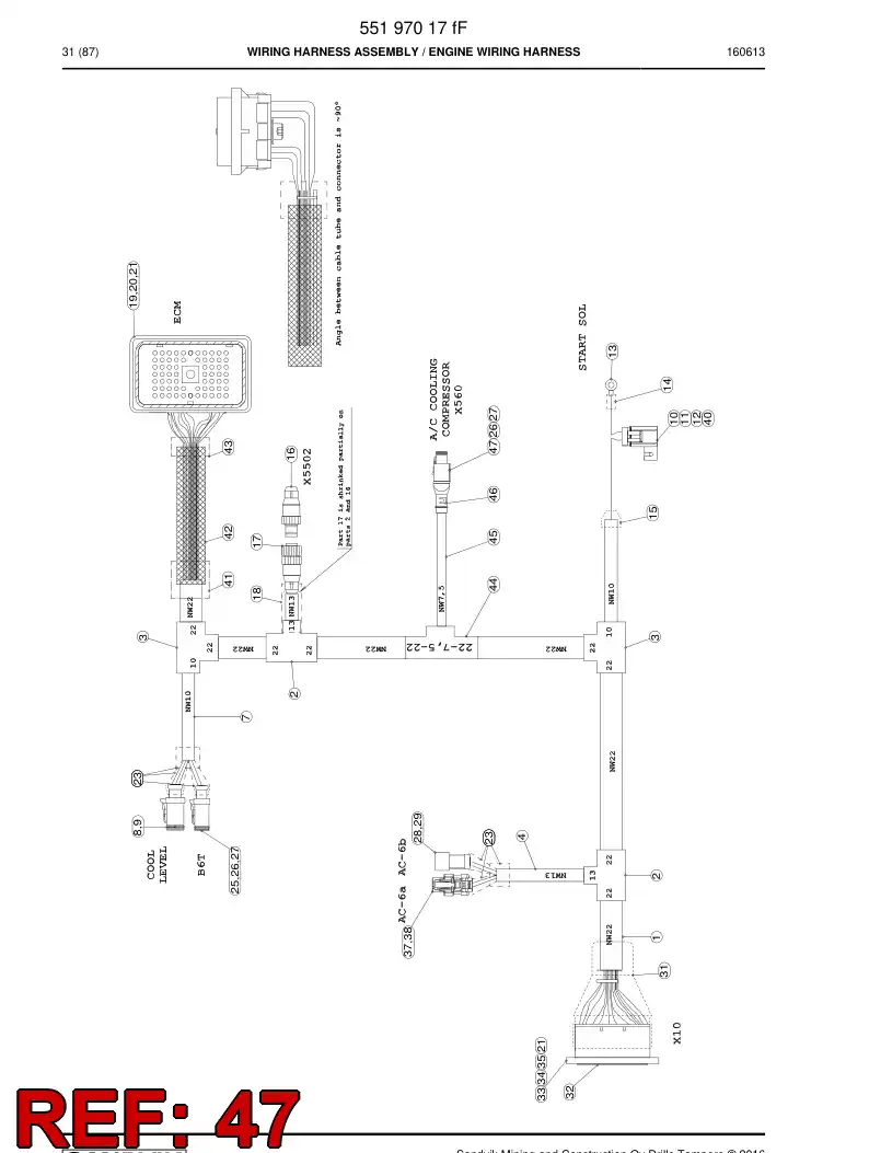 56014887 560 148 87 Connector, Rectangular - Sandvik Technical Drawing