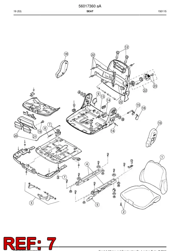 56015106 560 151 06 Lever - Sandvik Technical Drawing