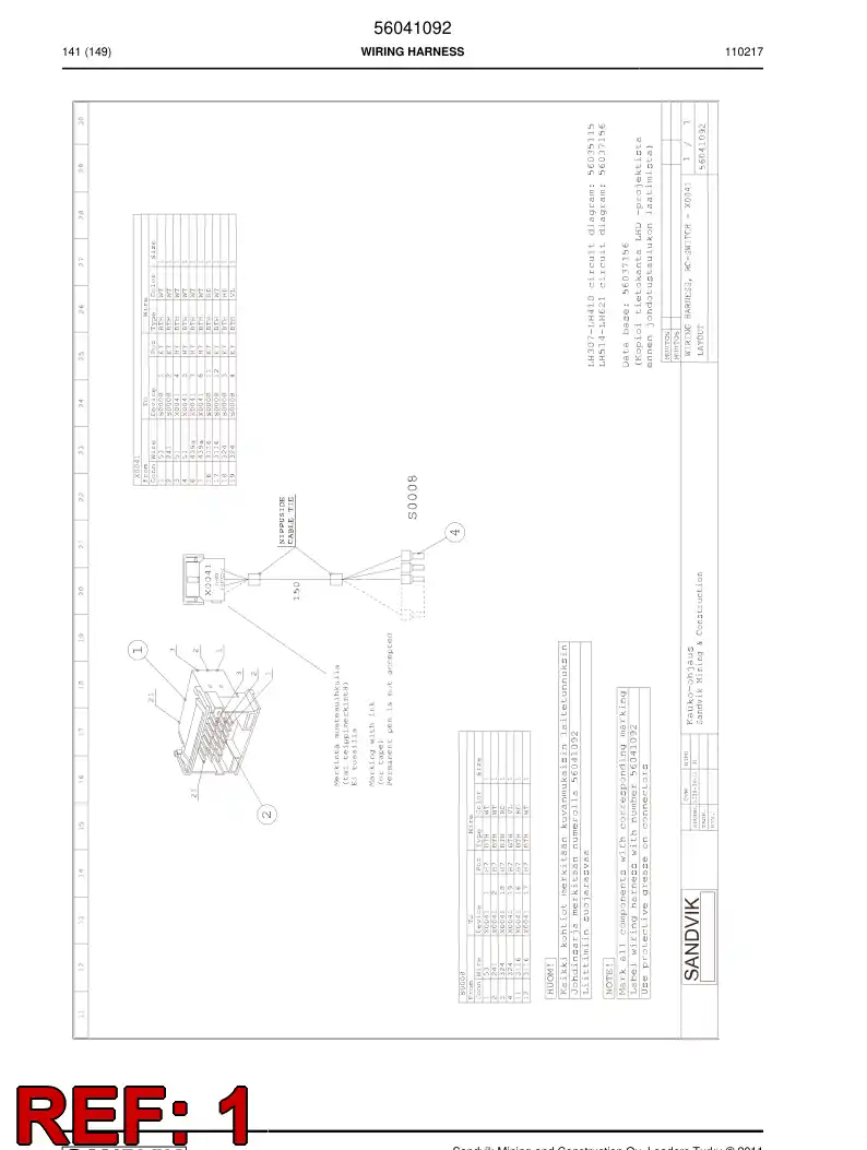 56015198 560 151 98 Contact, Male - Sandvik Technical Drawing