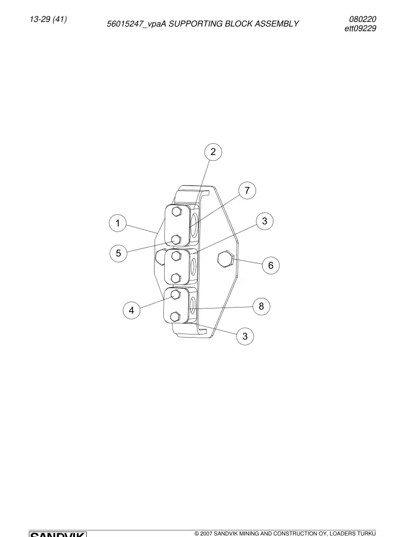 56015247a 560 152 47a Supporting block assembly - Sandvik Technical Drawing