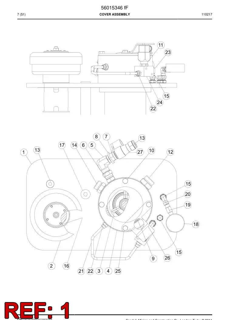 56015290 560 152 90 Hydraulic tank cover - Sandvik Technical Drawing