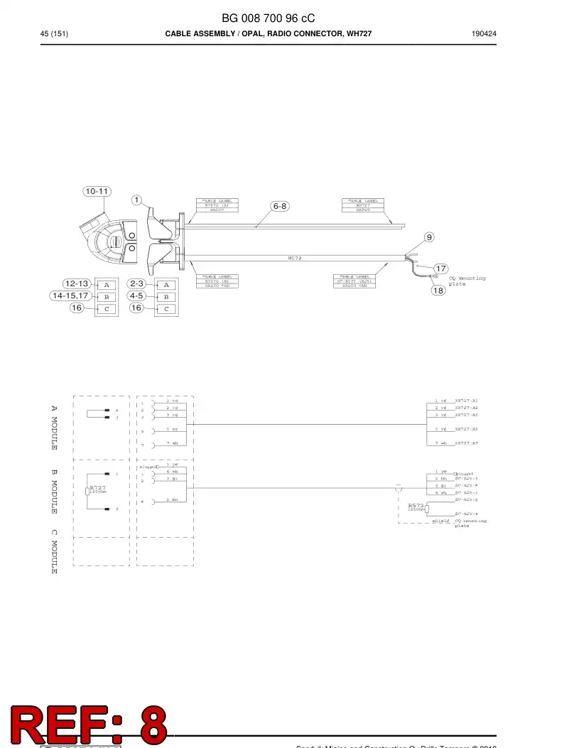 56015332 560 153 32 Wire - Sandvik Technical Drawing