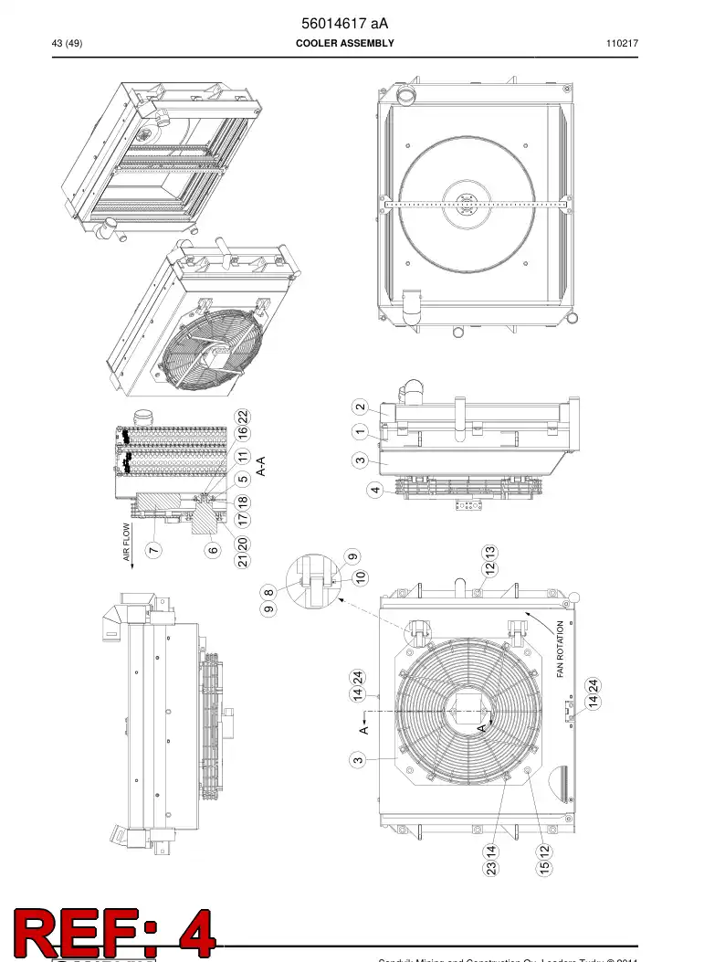 56015498 560 154 98 Guard, Fan - Sandvik Technical Drawing