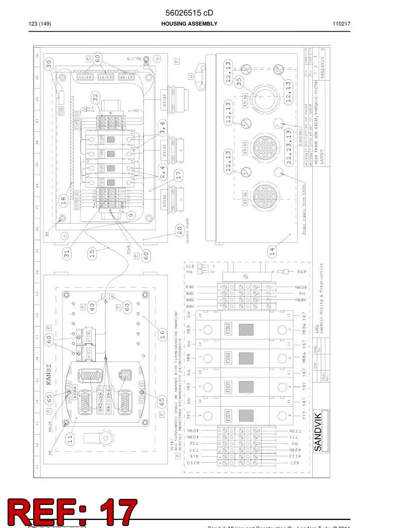 56015514 560 155 14 Mounting plate - Sandvik Technical Drawing