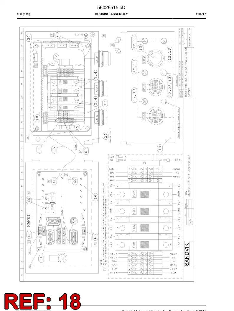 56015515 560 155 15 Mounting plate - Sandvik Technical Drawing