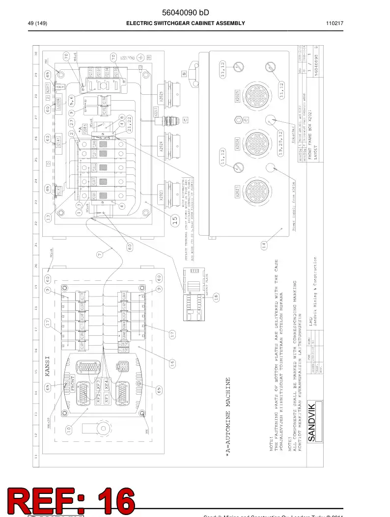 56015516 560 155 16 Mounting plate - Sandvik Technical Drawing
