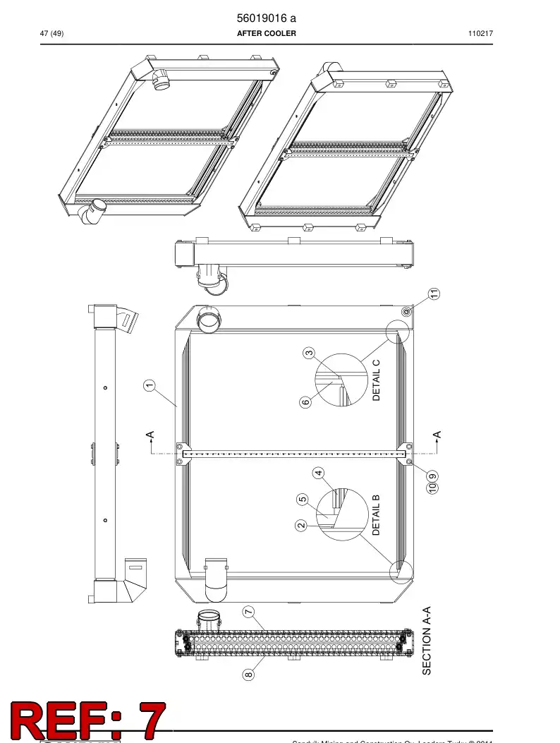 56015530 560 155 30 Beam, Support - Sandvik Technical Drawing