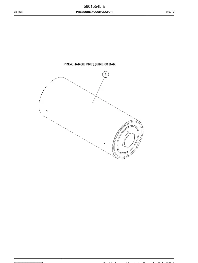 56015545a 560 155 45a PRESSURE ACCUMULATOR - Sandvik Technical Drawing
