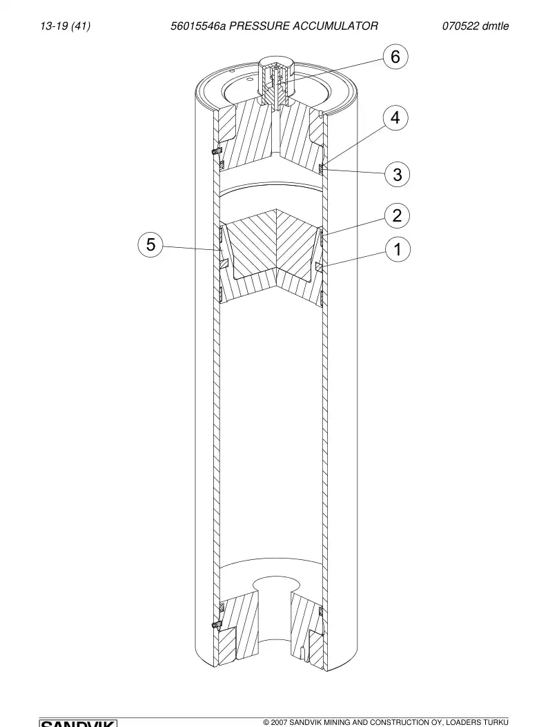 56015546a 560 155 46a Pressure accumulator - Sandvik Technical Drawing