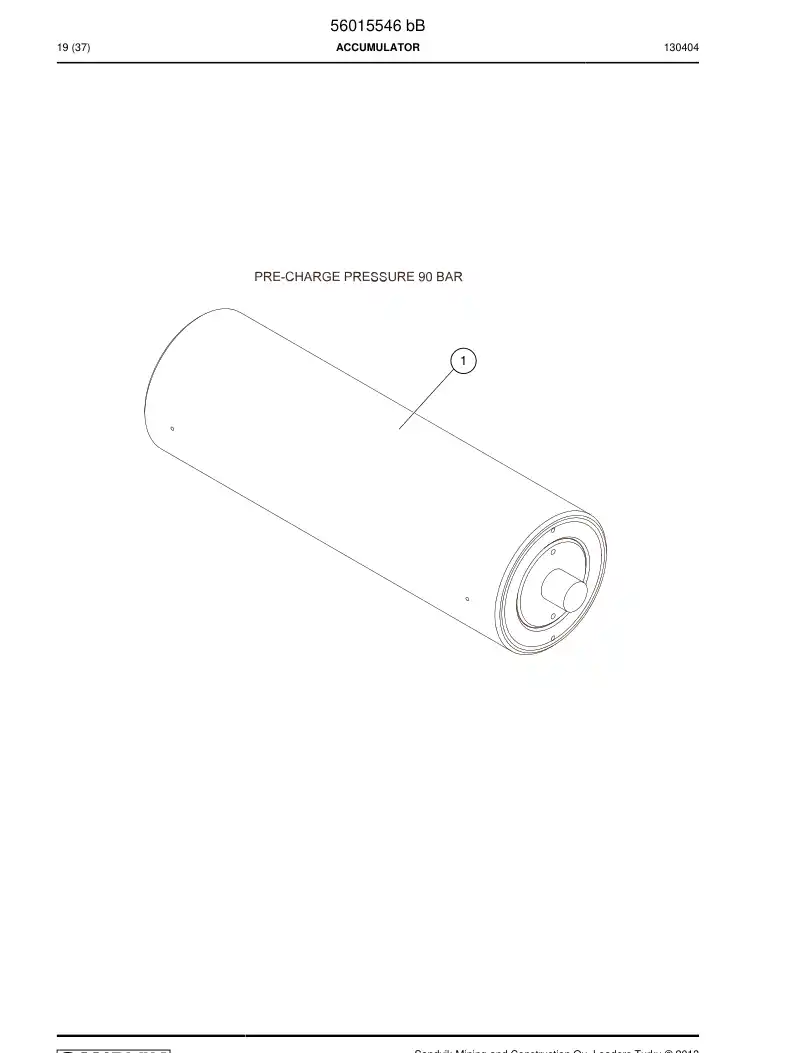 56015546b 560 155 46b PRESSURE ACCUMULATOR - Sandvik Technical Drawing