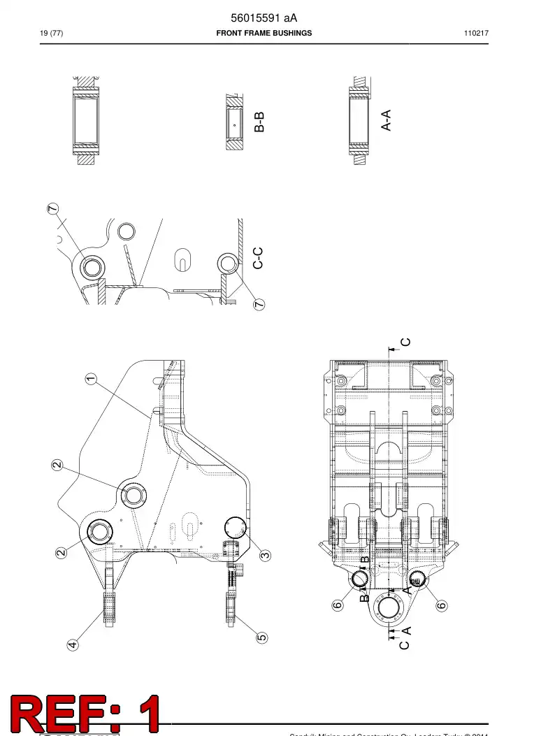 56015590 560 155 90 Front frame machining - Sandvik Technical Drawing
