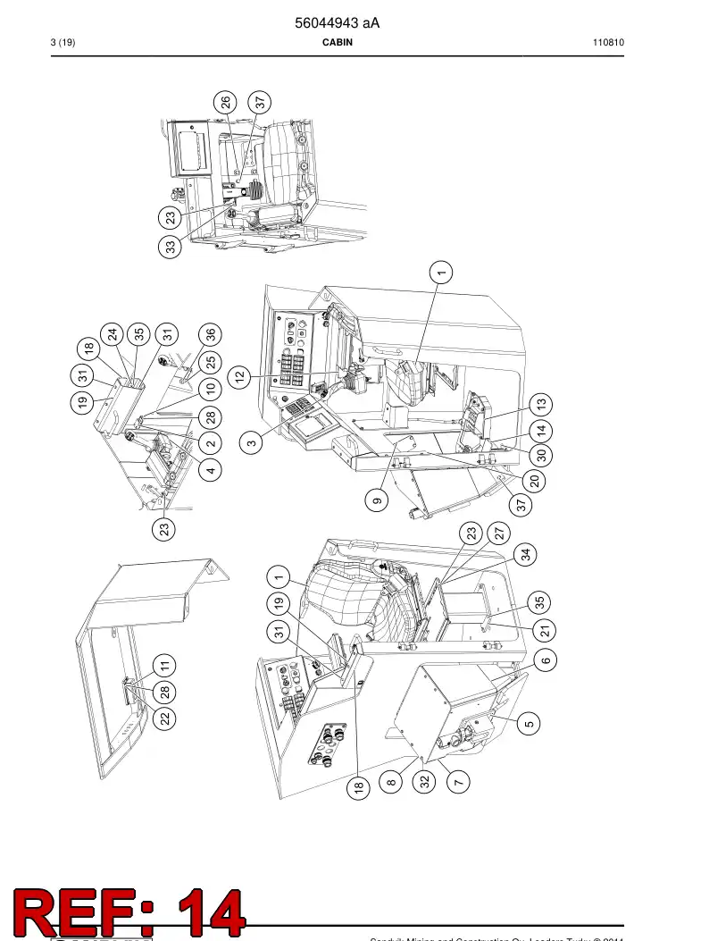 56015776 560 157 76 Foot rest - Sandvik Technical Drawing
