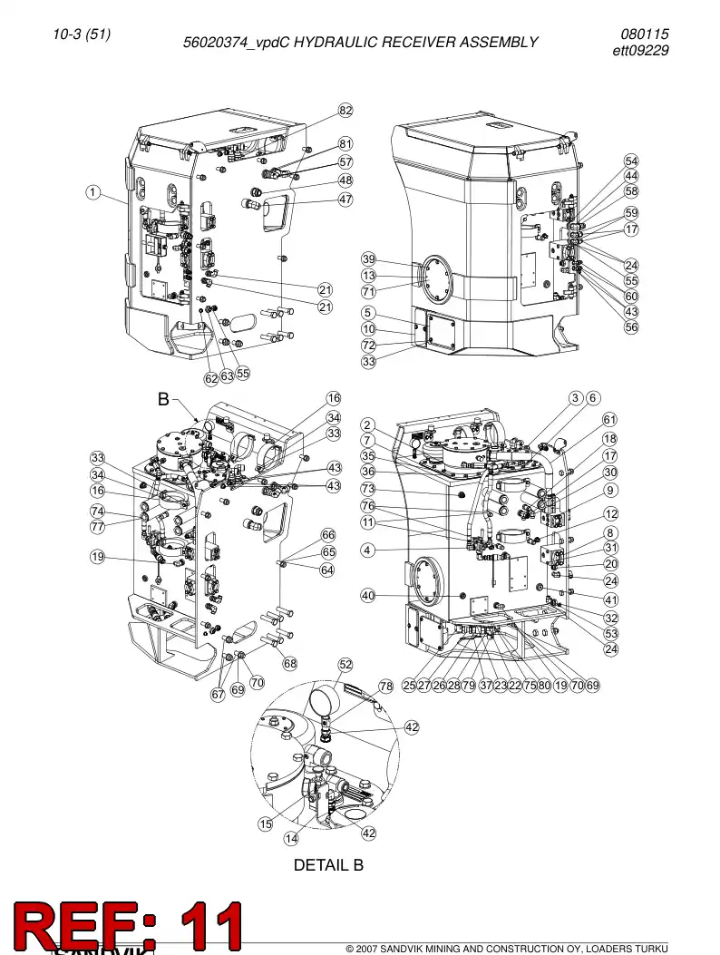 56015798 560 157 98 Level switch - Sandvik Technical Drawing