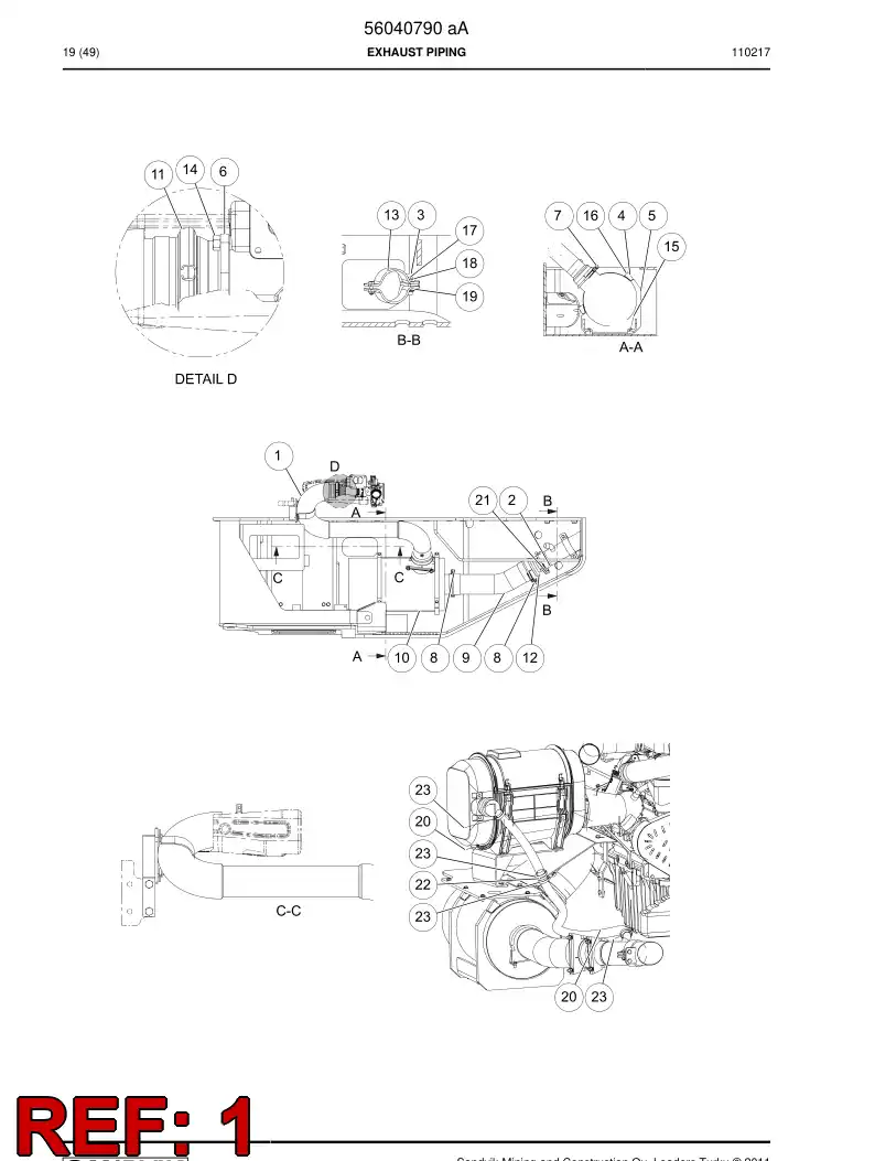 56015856 560 158 56 Exhaust pipe - Sandvik Technical Drawing