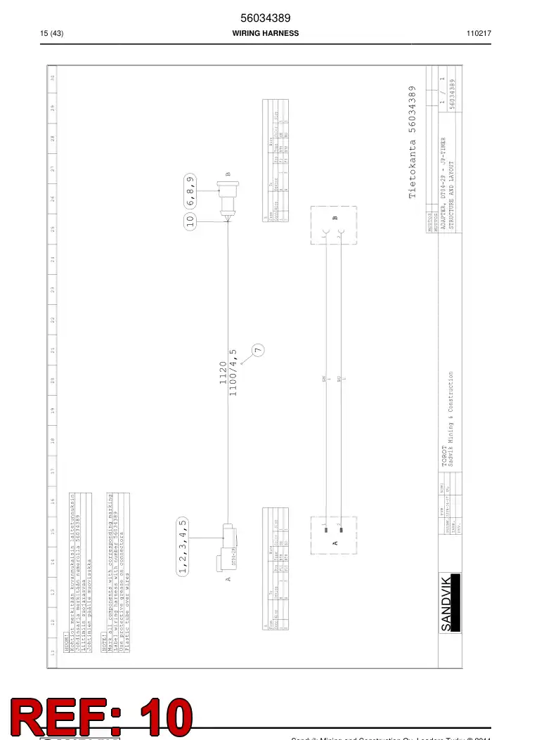 56015947 560 159 47 Seal, Rubber - Sandvik Technical Drawing