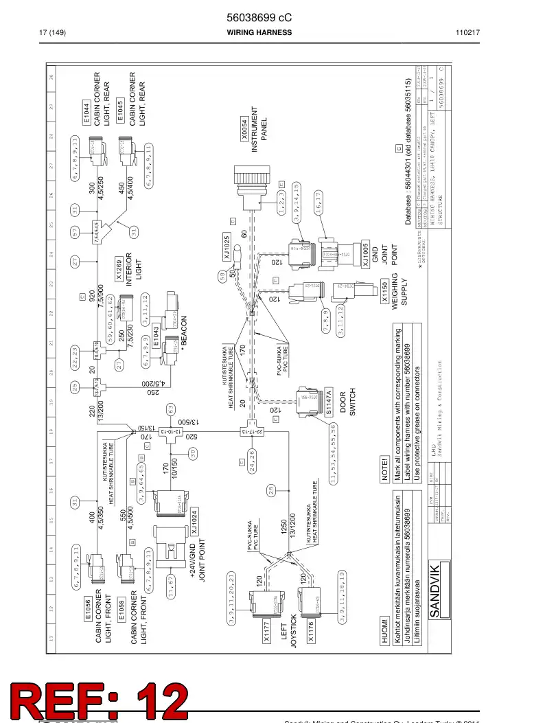 56016046 560 160 46 Connector, Rectangular - Sandvik Technical Drawing