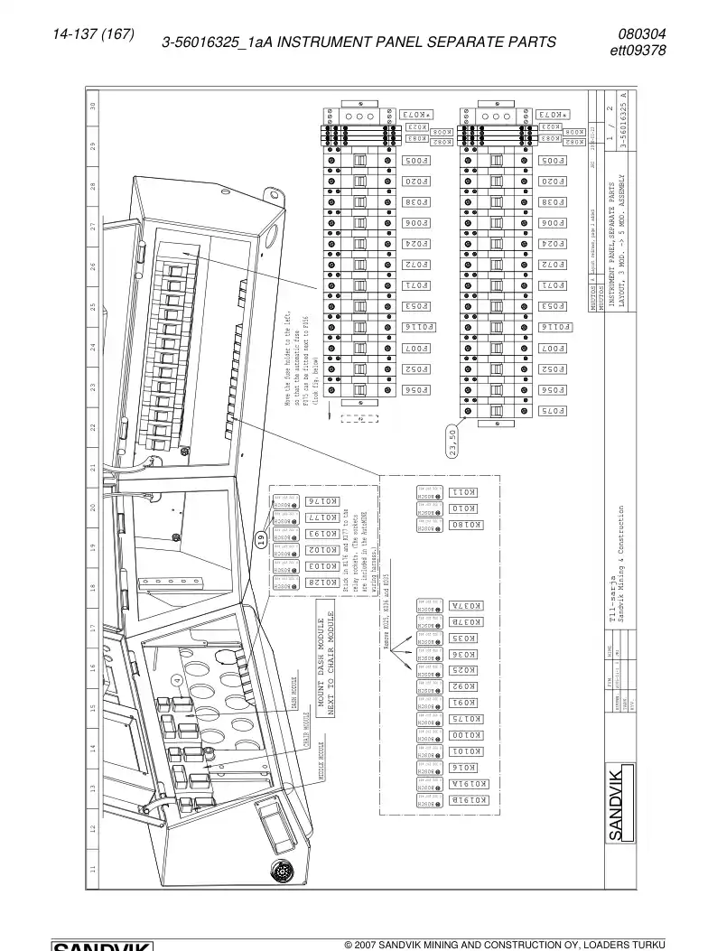 56016325a 560 163 25a INSTRUMENT PRING SEPARATE PARTS - Sandvik Technical Drawing
