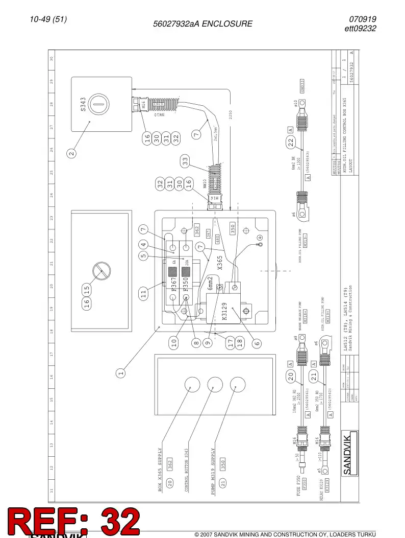 56016333 560 163 33 Seal ring - Sandvik Technical Drawing