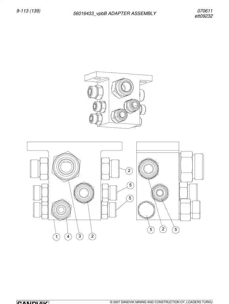 56016433b 560 164 33b ADAPTER ASSEMBLY - Sandvik Technical Drawing