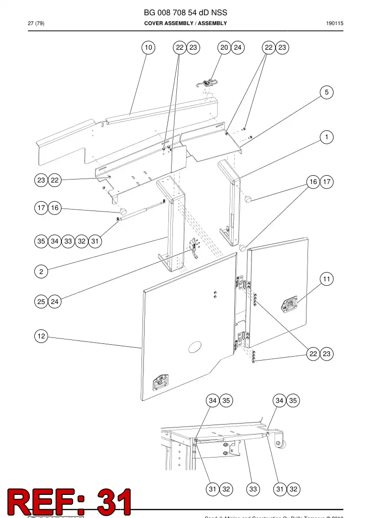 56016765 560 167 65 Spring, Gas, End Fitting - Sandvik Technical Drawing