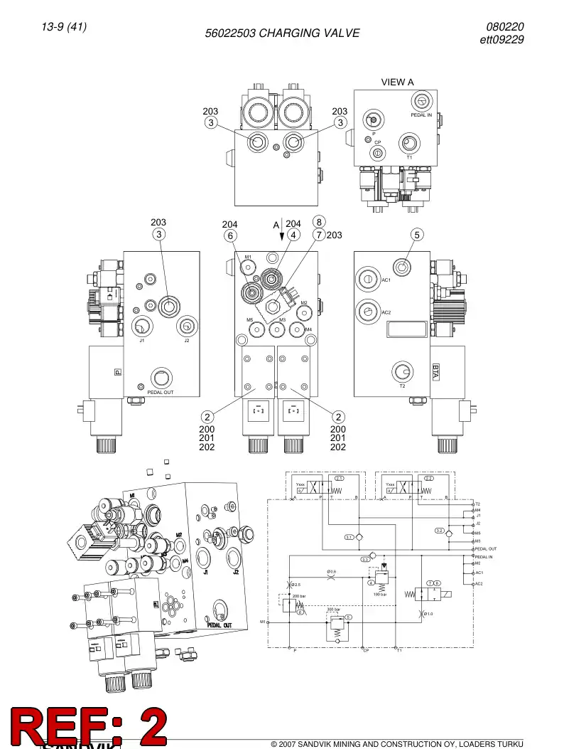 56016954 560 169 54 Directional valve - Sandvik Technical Drawing