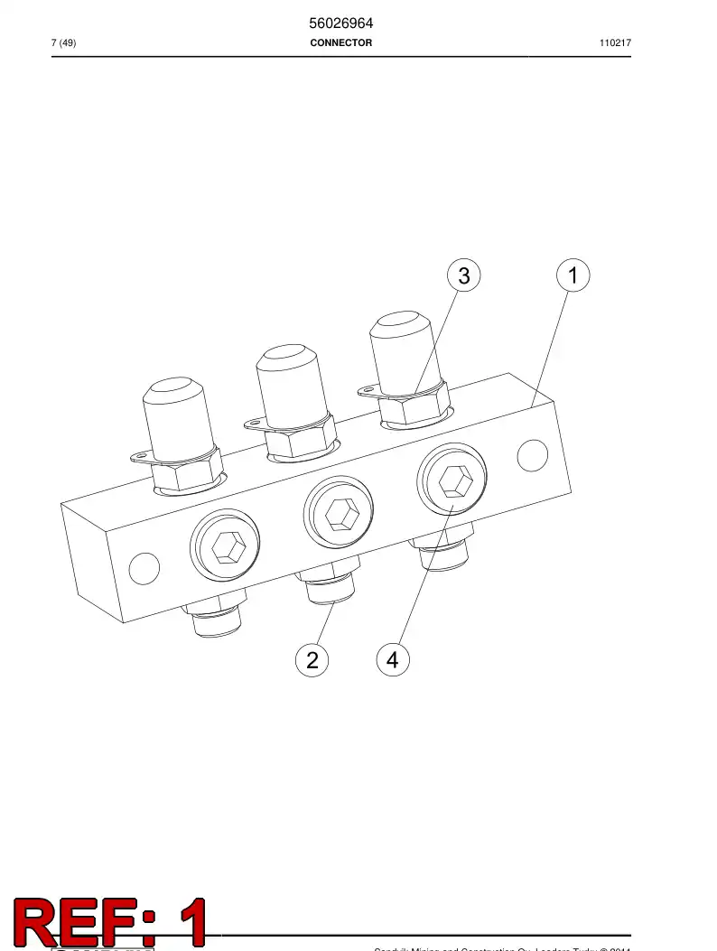 56016989 560 169 89 Distibuting block - Sandvik Technical Drawing