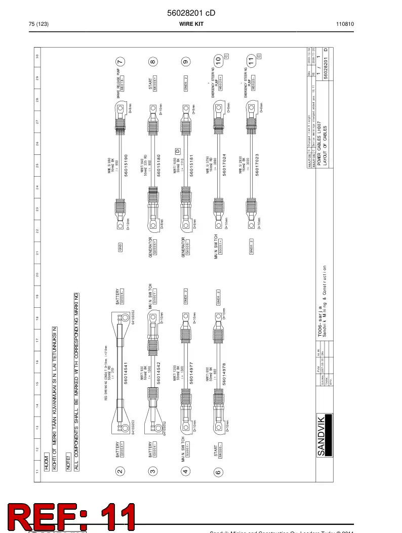 56017023 560 170 23 Wiring harness - Sandvik Technical Drawing