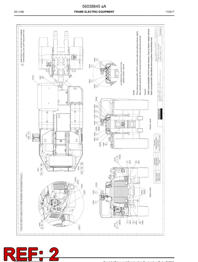 56017520 560 175 20 Headlight - Sandvik Technical Drawing