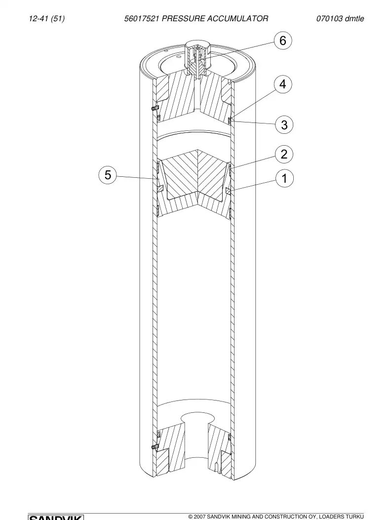 56017521 560 175 21 Pressure accumulator - Sandvik Technical Drawing