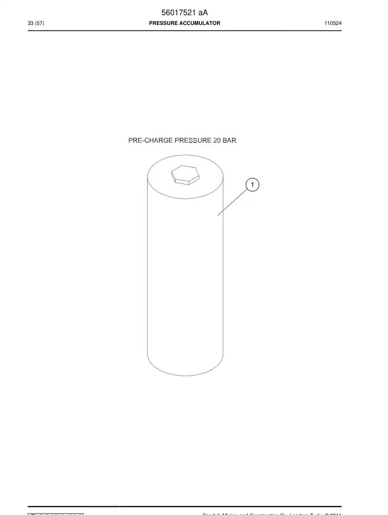 56017521a 560 175 21a PRESSURE ACCUMULATOR - Sandvik Technical Drawing