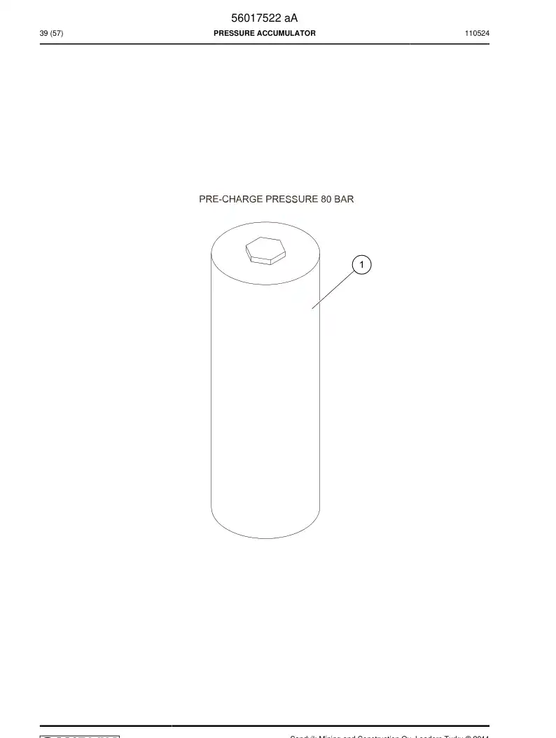 56017522a 560 175 22a PRESSURE ACCUMULATOR - Sandvik Technical Drawing