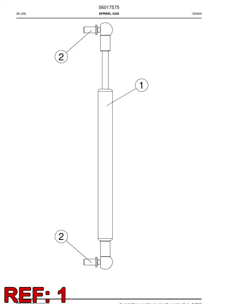 56017576 560 175 76 Spring, Gas - Sandvik Technical Drawing