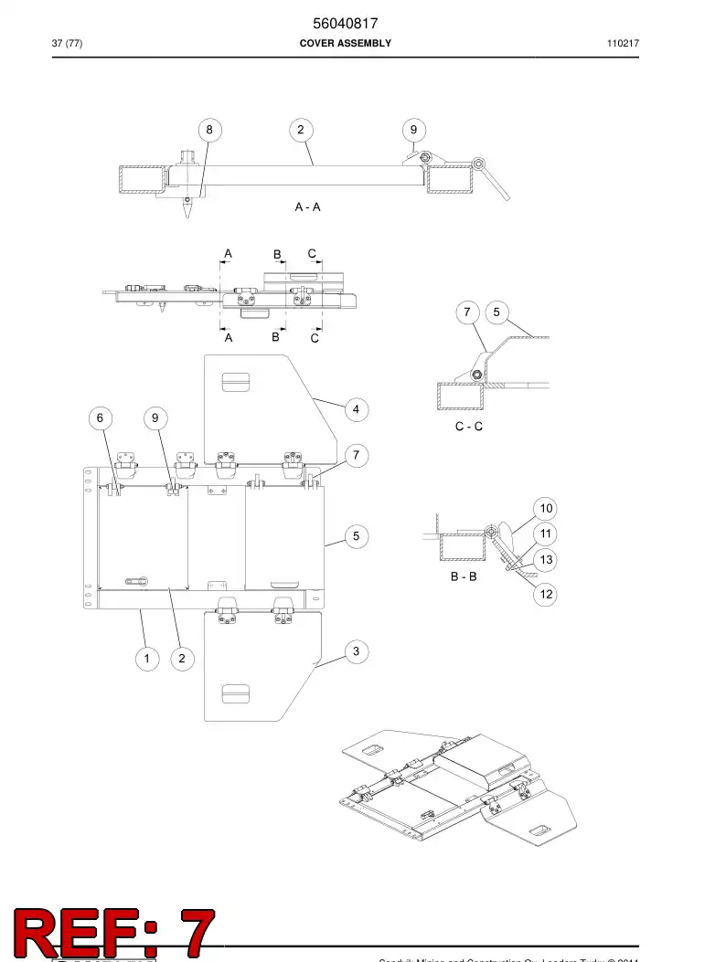 56017632 560 176 32 Hinge - Sandvik Technical Drawing