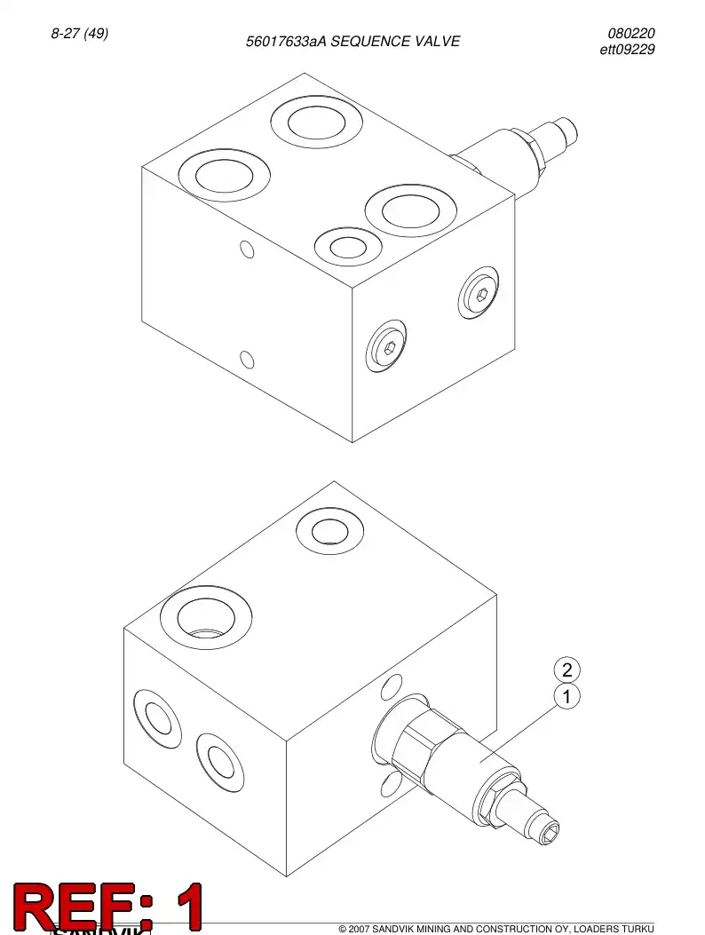 56017633a 560 176 33a Sequence valve - Sandvik Technical Drawing