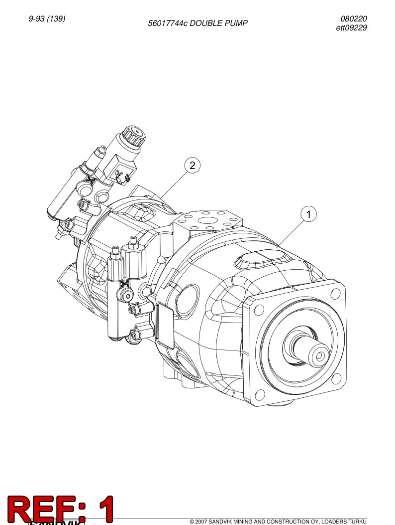 56017744c 560 177 44c Double pump - Sandvik Technical Drawing