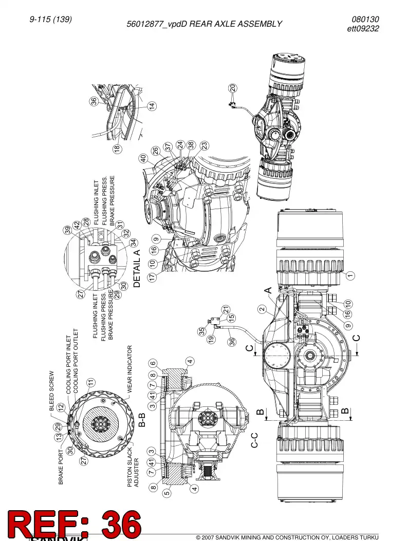 56017864 560 178 64 Hydraulic hose - Sandvik Technical Drawing