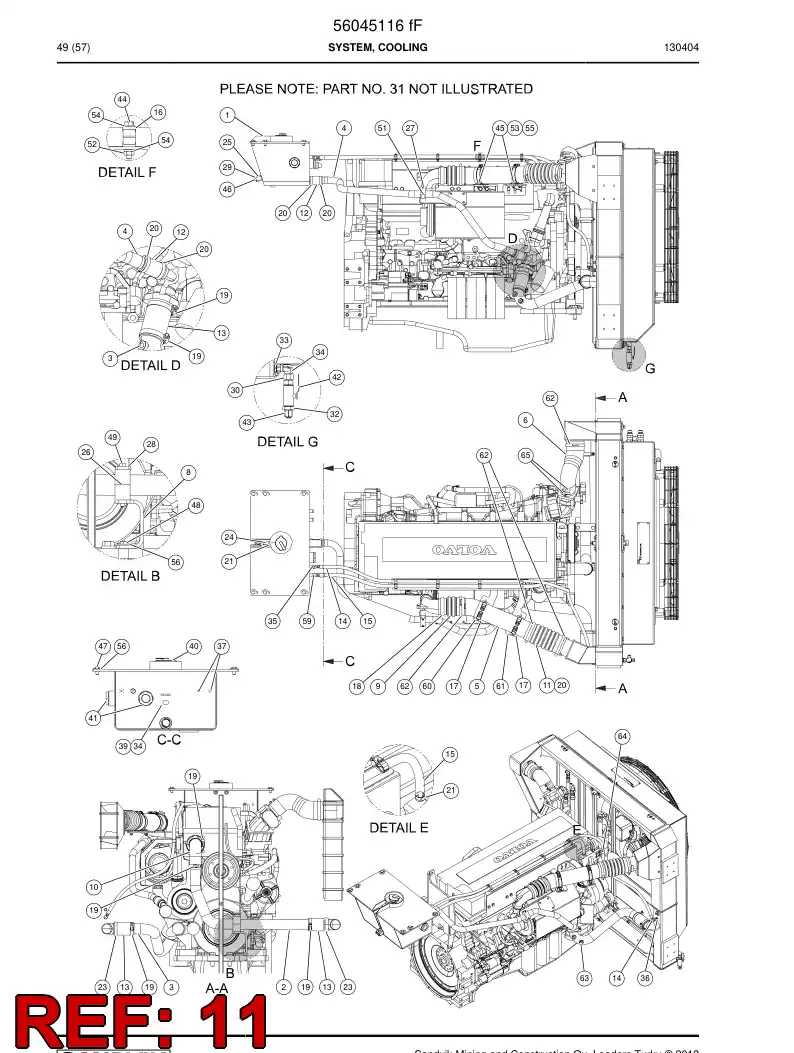 56017890 560 178 90 Hose, Air - Sandvik Technical Drawing