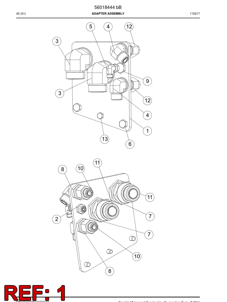 56018057 560 180 57 Plate, Mounting - Sandvik Technical Drawing