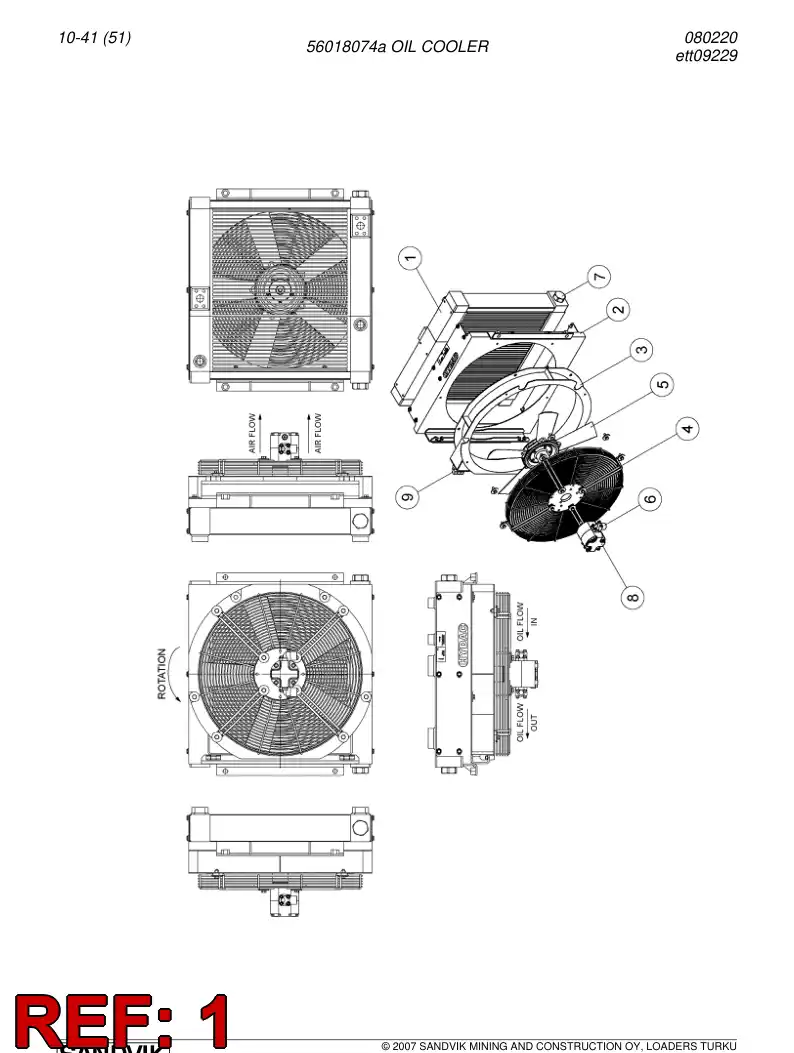 56018074a 560 180 74a OIL COOLER - Sandvik Technical Drawing
