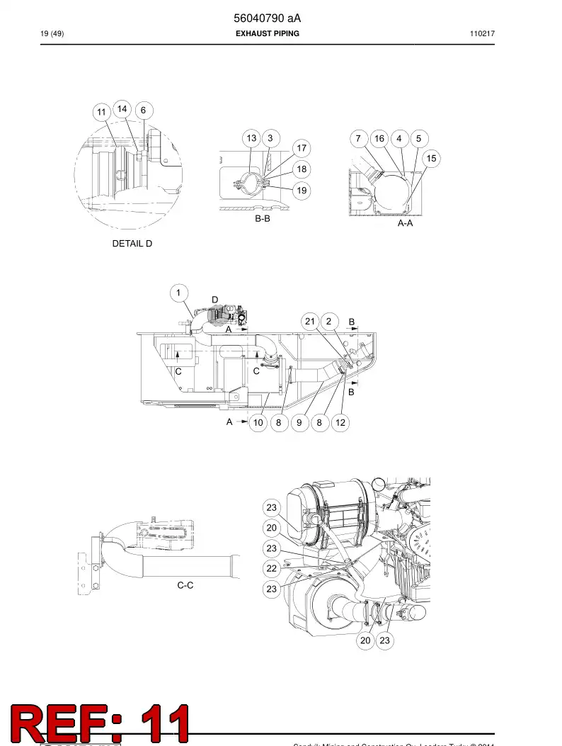 56018236 560 182 36 Flange, Exhaust Pipe - Sandvik Technical Drawing