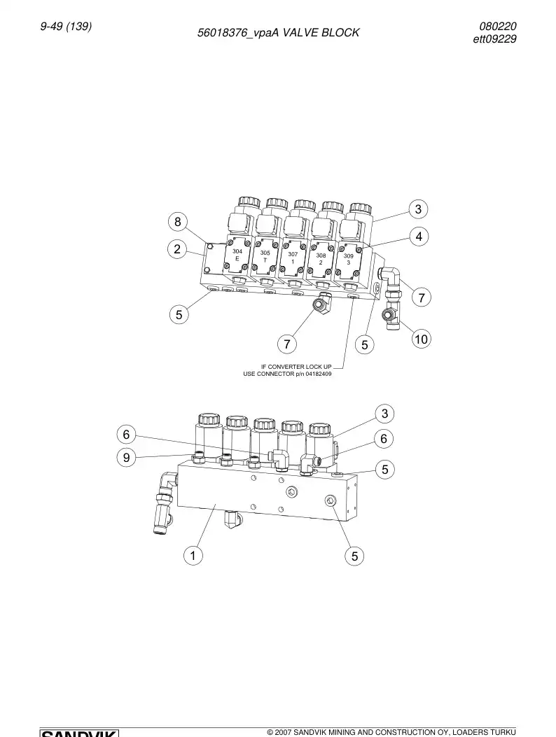 56018376a 560 183 76a Block, Valve - Sandvik Technical Drawing
