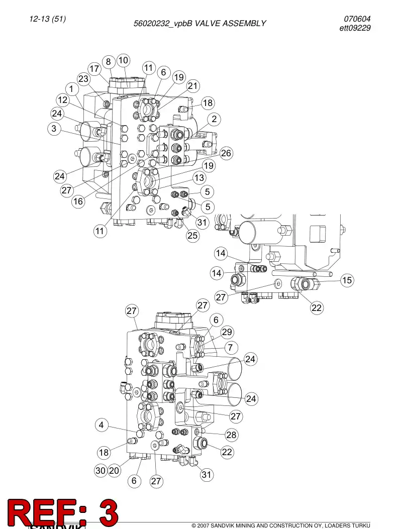 56018751 560 187 51 Piping block - Sandvik Technical Drawing