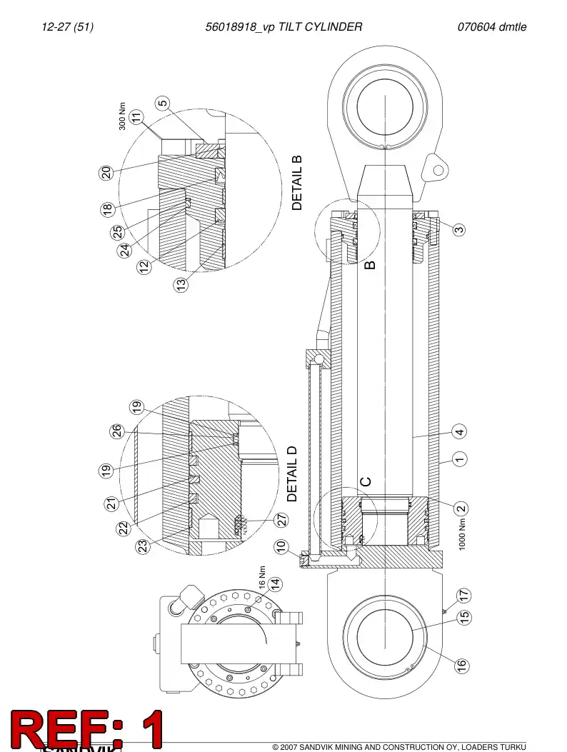 56018779 560 187 79 CYLINDER TUBE - Sandvik Technical Drawing