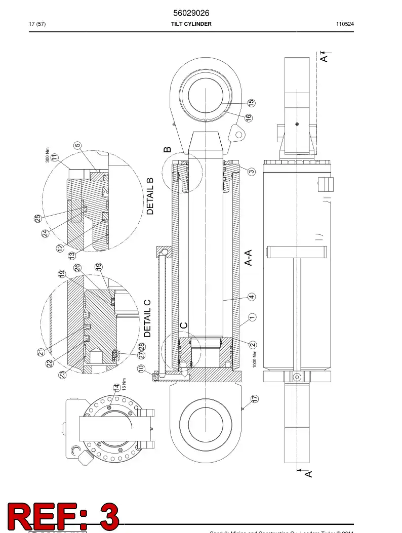 56018916 560 189 16 End cover - Sandvik Technical Drawing